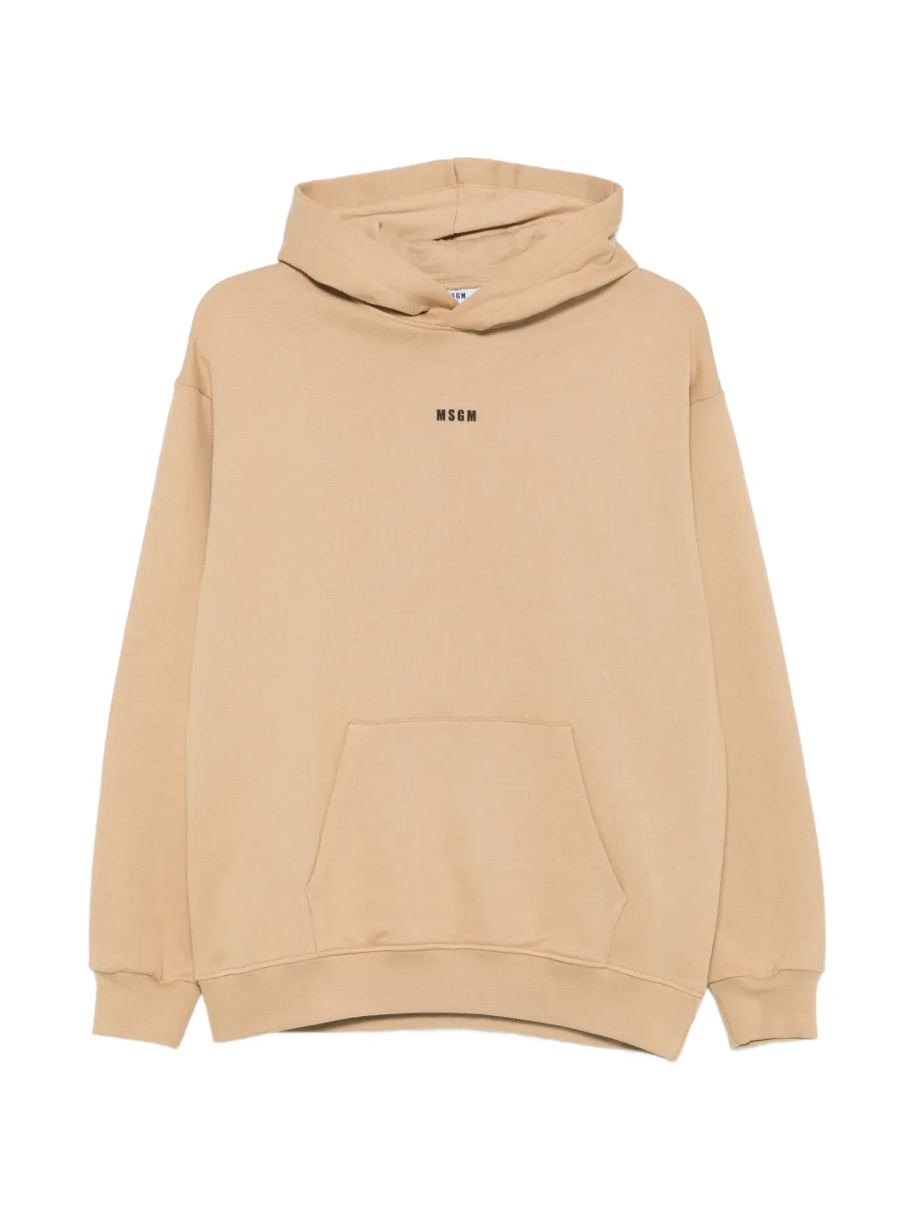 MSGM Kids logo-print cotton hoodie - Toni neutri