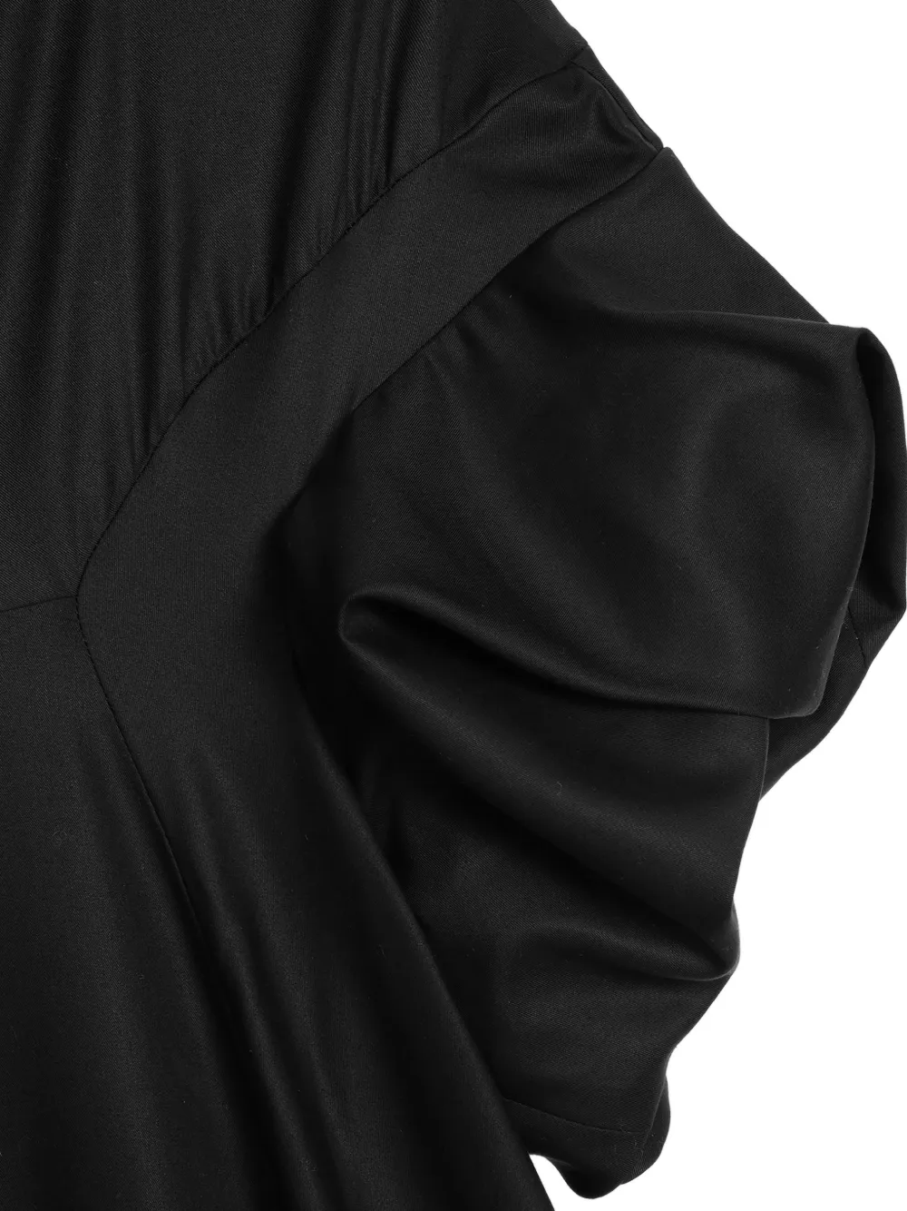 Vera Wang Cordy midi-jurk met pofmouwen en ruches Zwart