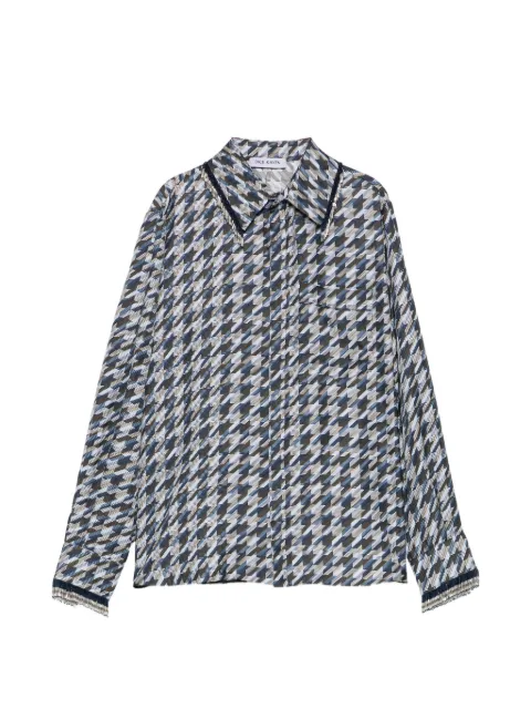 Dice Kayek Houndstooth tassel-collar silk shirt