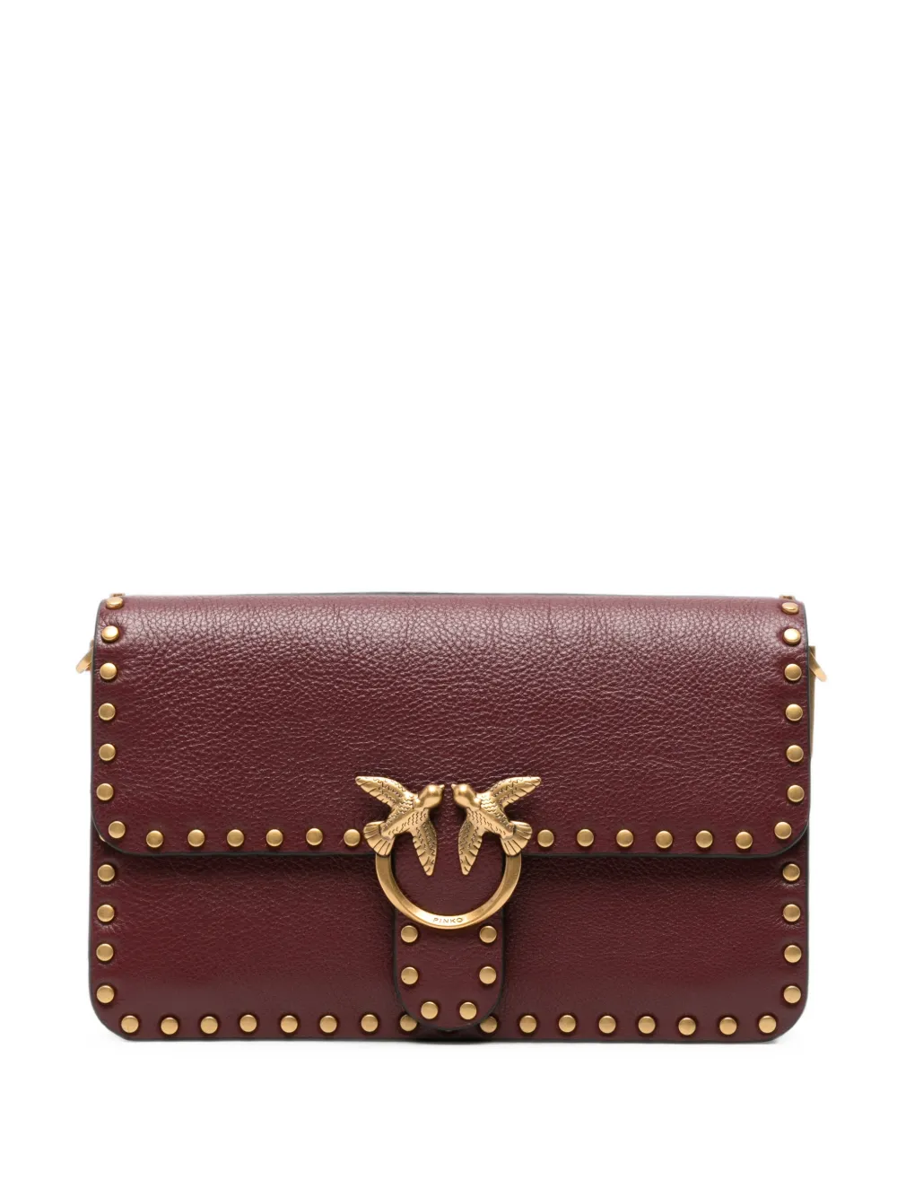 PINKO small Love Birds stud-embellished shoulder bag - Rosso