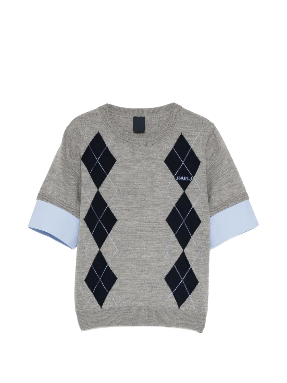 Juun.J argyle-intarsia short-sleeve top · 36