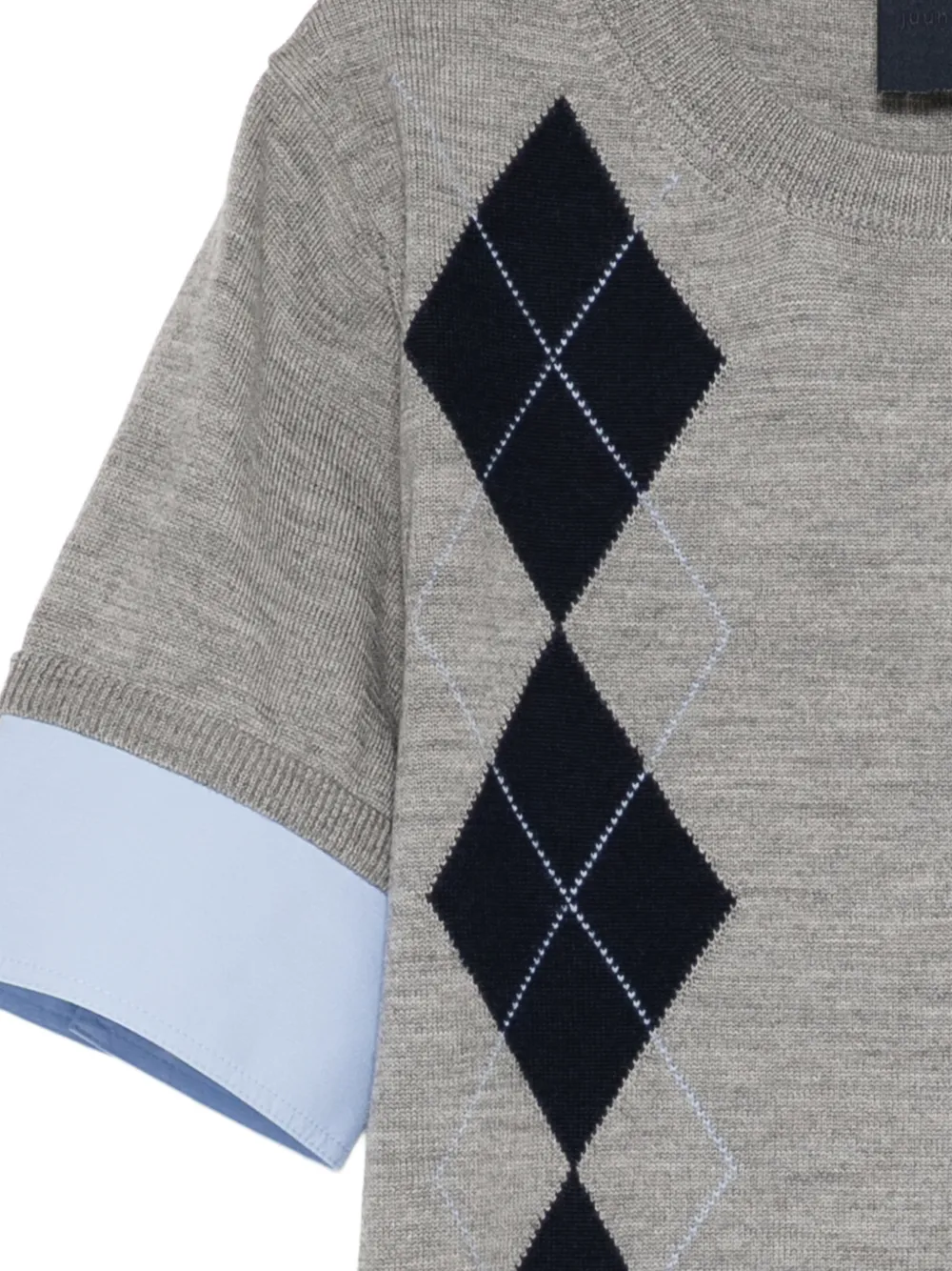 Juun.J Top met korte mouwen en argyle-intarsia Grijs