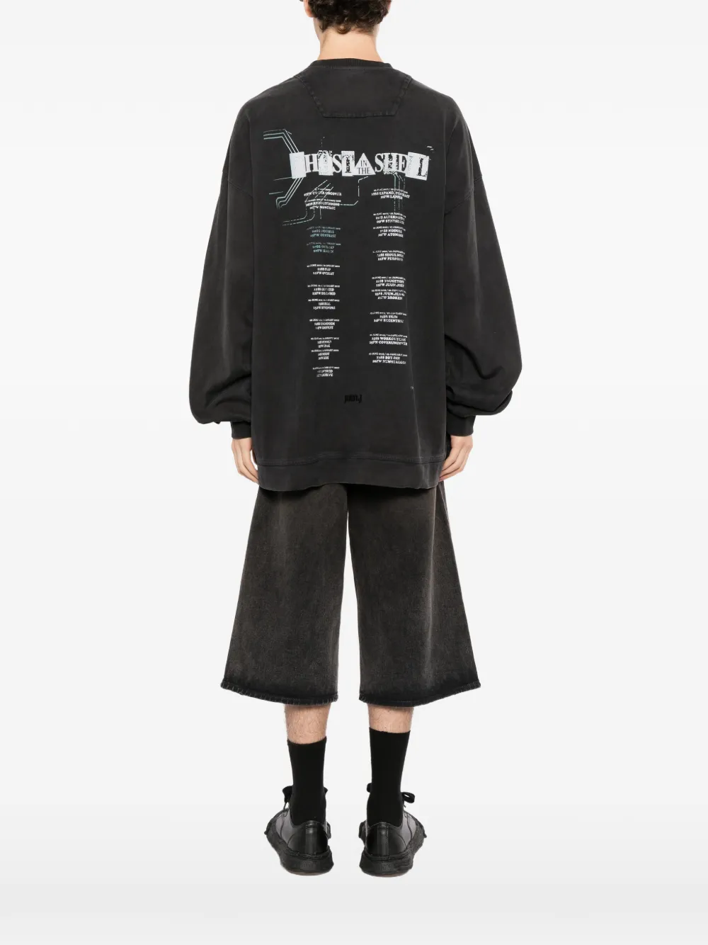 Juun.J Katoenen sweater met logoprint Zwart