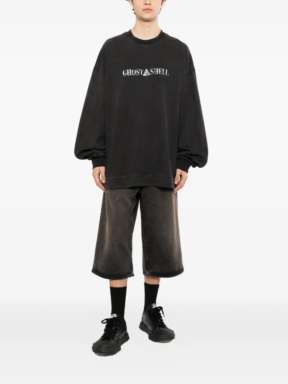 Juun.J Katoenen sweater met logoprint Zwart