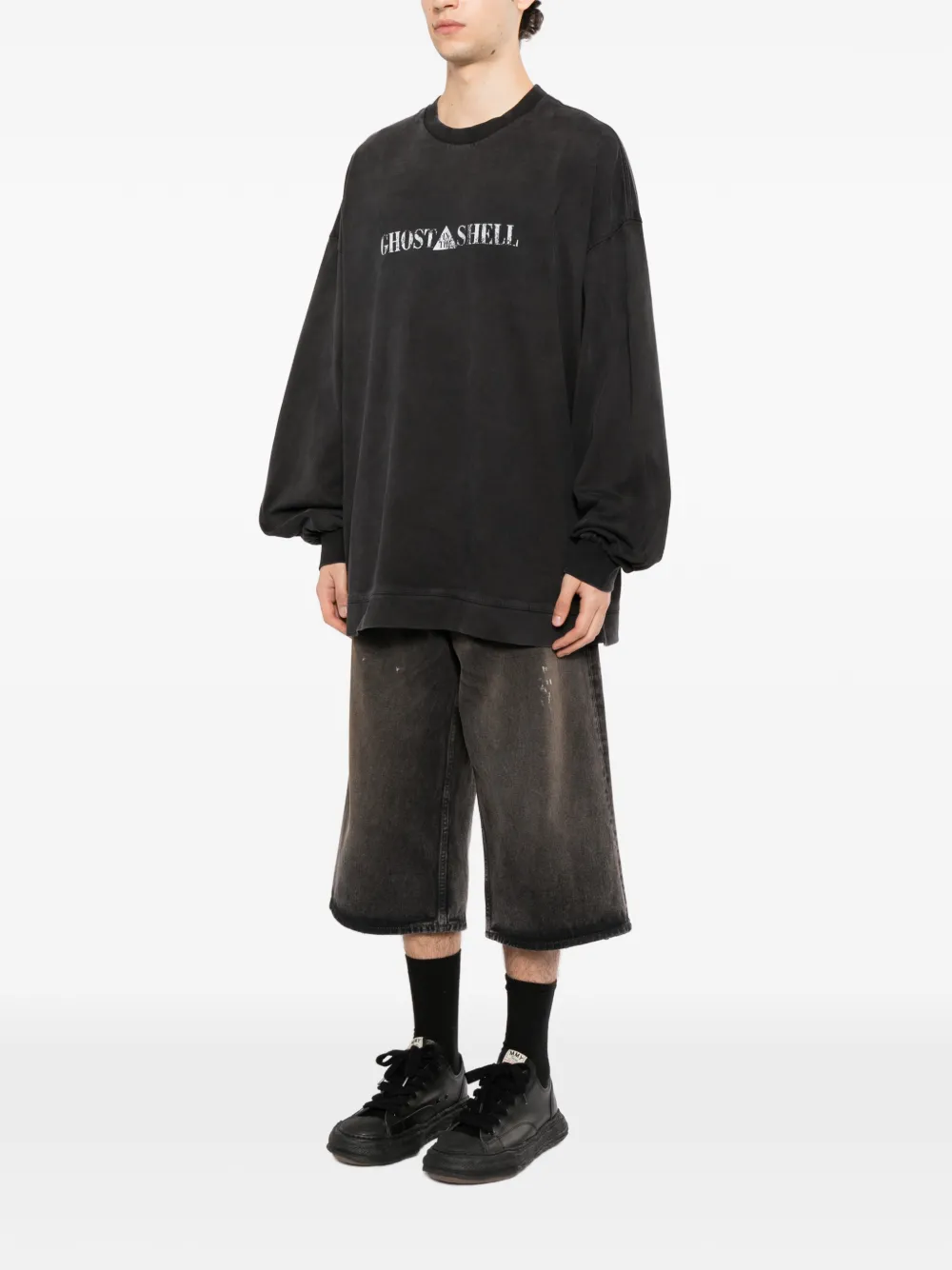 Juun.J Katoenen sweater met logoprint Zwart