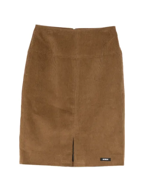 BONBOM logo patched corduroy skirt
