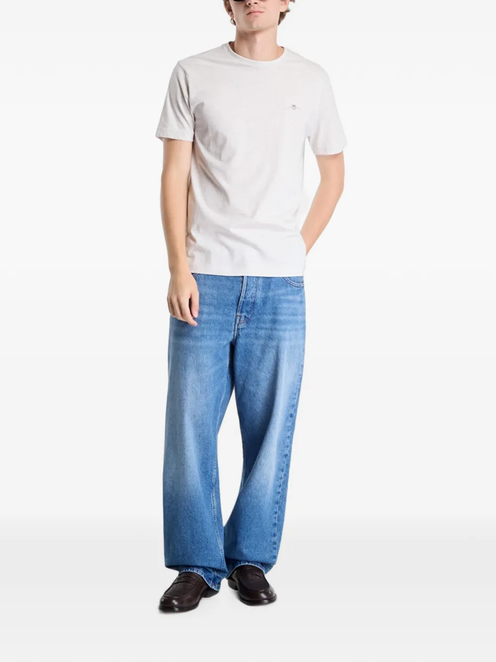 Gant T-shirt met geborduurd logo Beige