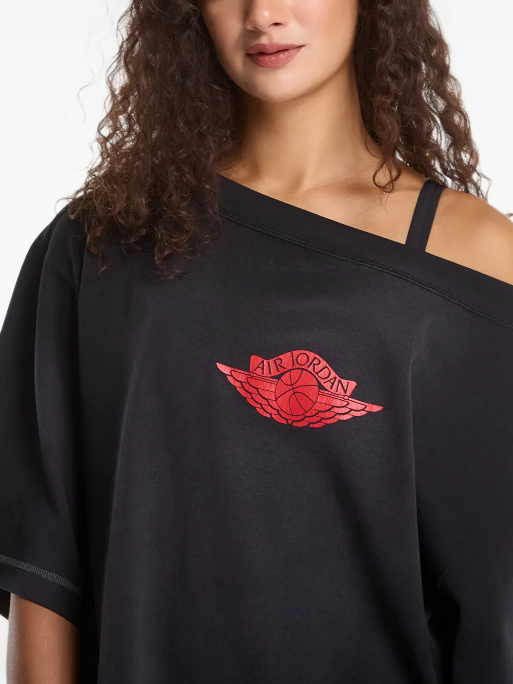 Jordan Flight off-shoulder mini-jurk met logoprint Zwart