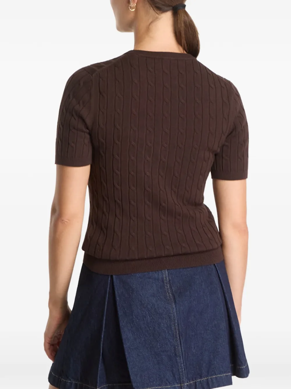 Gant cable-knit short-sleeve sweater Bruin