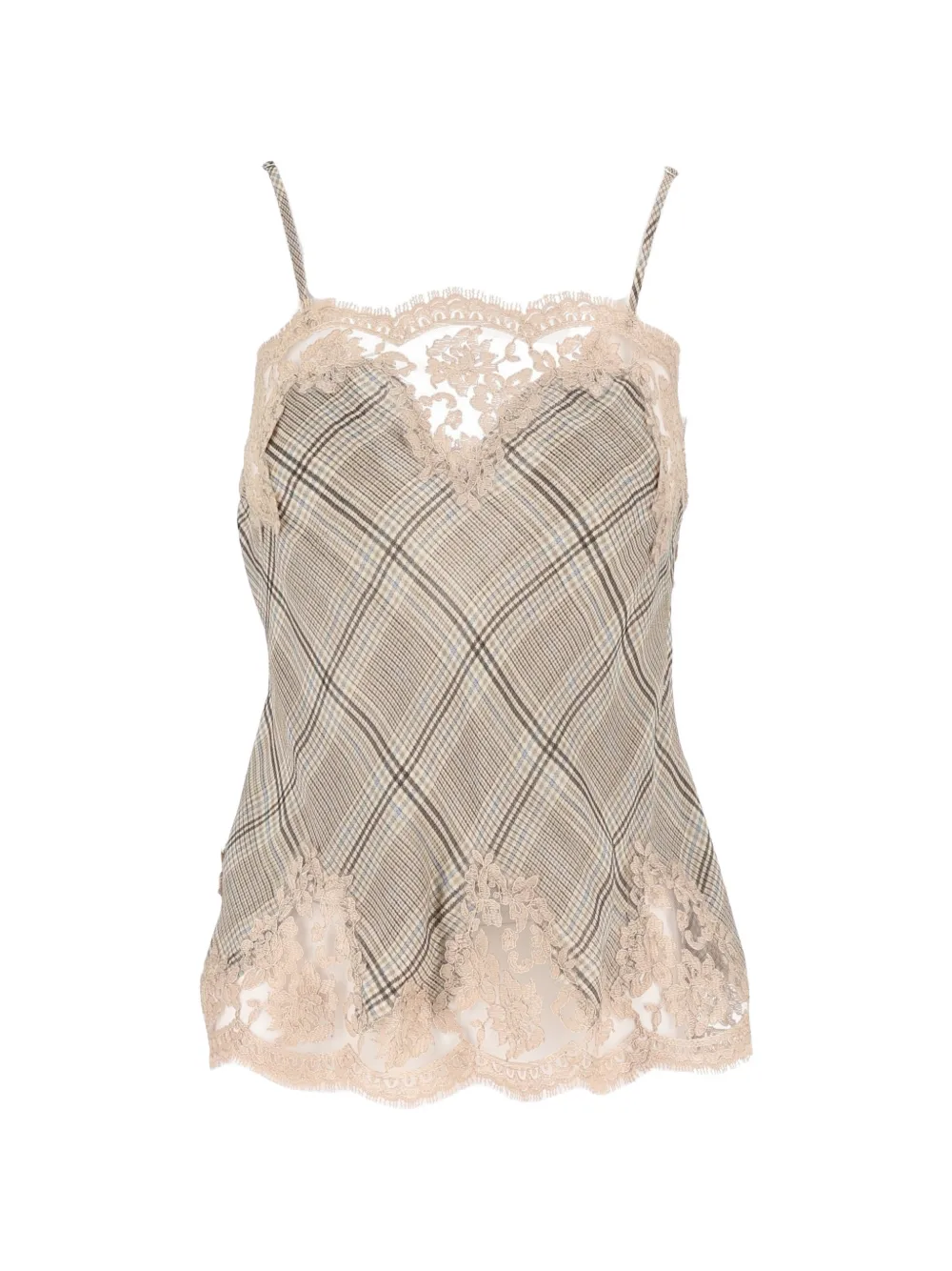 Ermanno Scervino check-print lace-trim top - Toni neutri