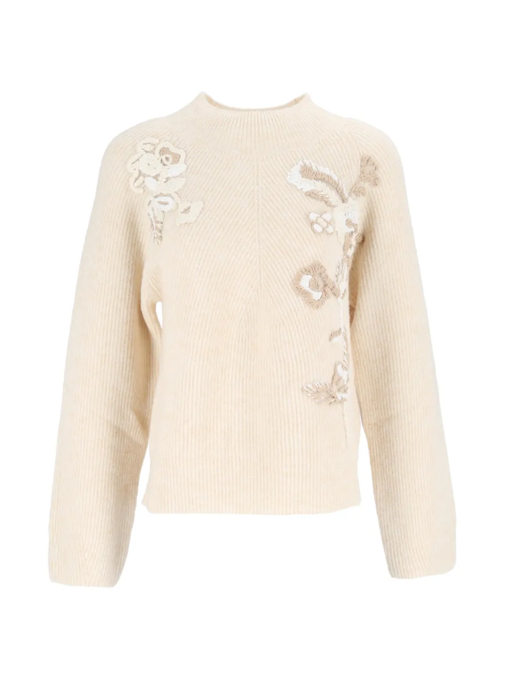 Ermanno Scervino floral-embroidered ribbed-knit sweater - women - Acrylic/Polyamide/Virgin Wool/Elastane/Wool/Acrylic/Polyamide/Viscose/Polyethyl...