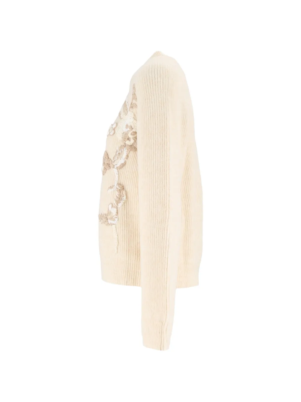Ermanno Scervino floral-embroidered ribbed-knit sweater Beige