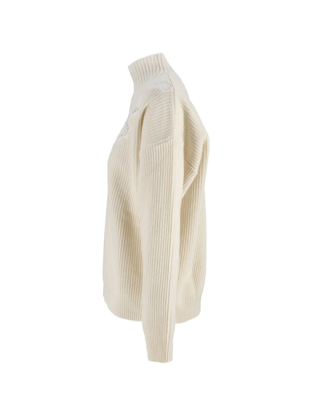 Ermanno Scervino Ribgebreide trui met kanten afwerking Wit