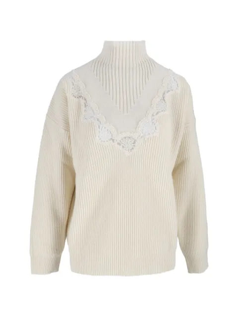 Ermanno Scervino lace-trim ribbed-knit sweater