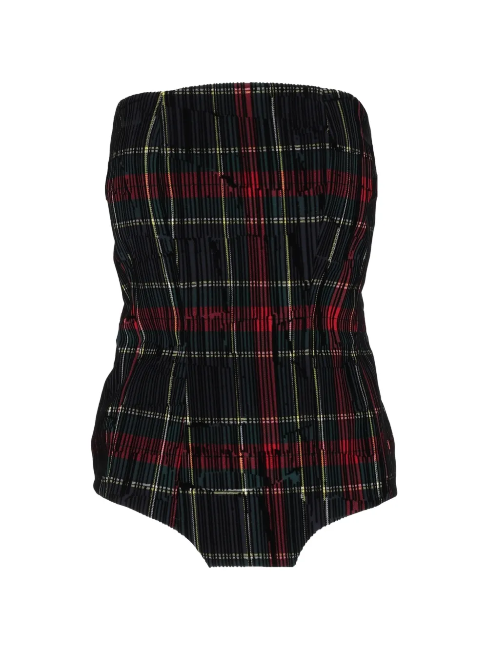 Shirtaporter tartan-print pleated bustier top