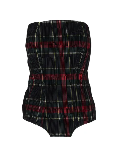 Shirtaporter tartan-print pleated bustier top