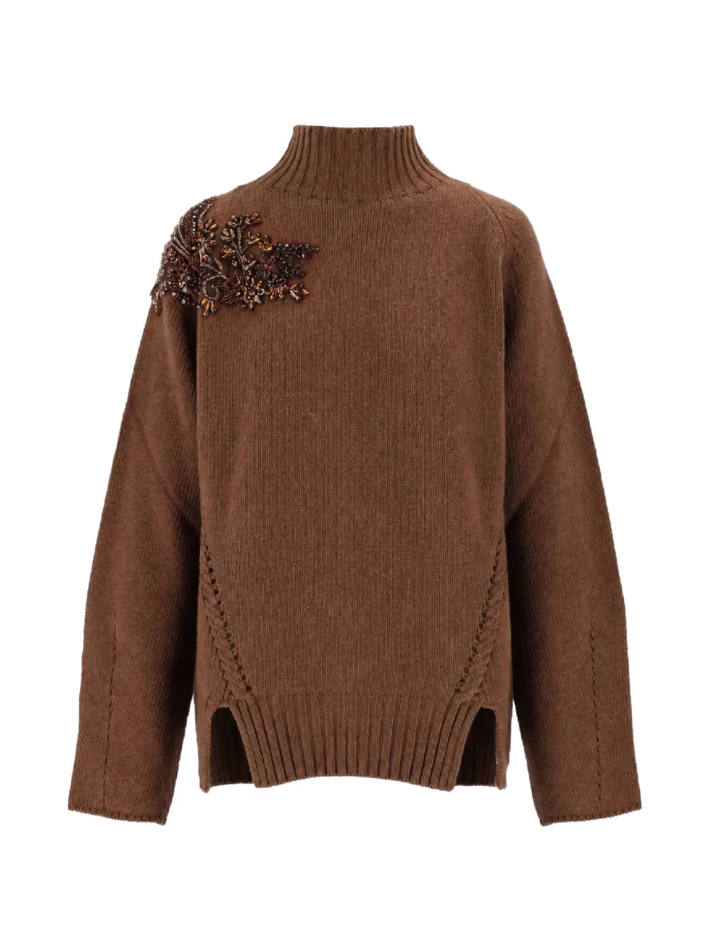 Ermanno Scervino bead-embellished high-neck sweater - Brown