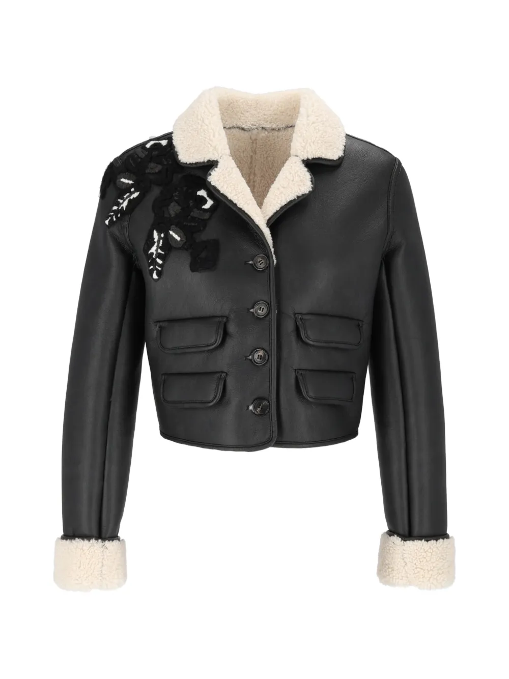 Ermanno Scervino embroidered faux-shearling jacket