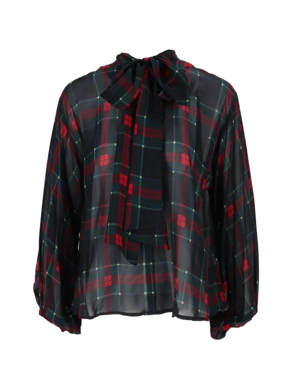 Shirtaporter tartan-print pussy-bow blouse