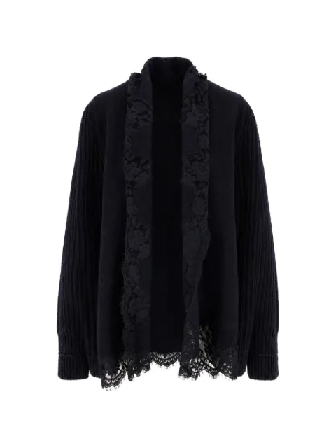 Ermanno Scervino lace-trim ribbed-knit cardigan