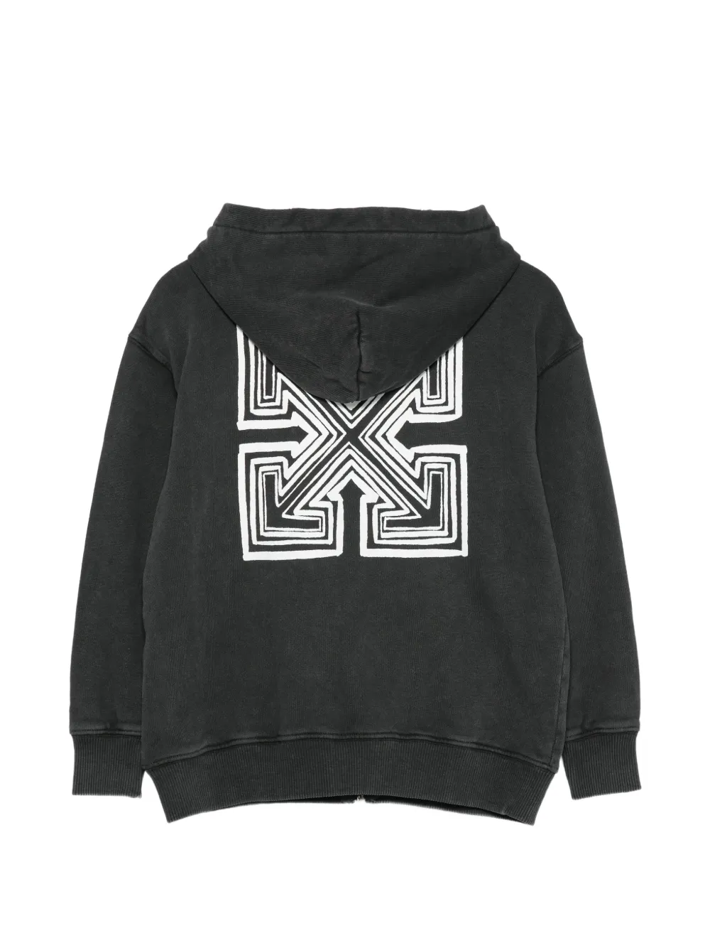 Off-White Kids Arrow Monogram zip-up hoodie Zwart