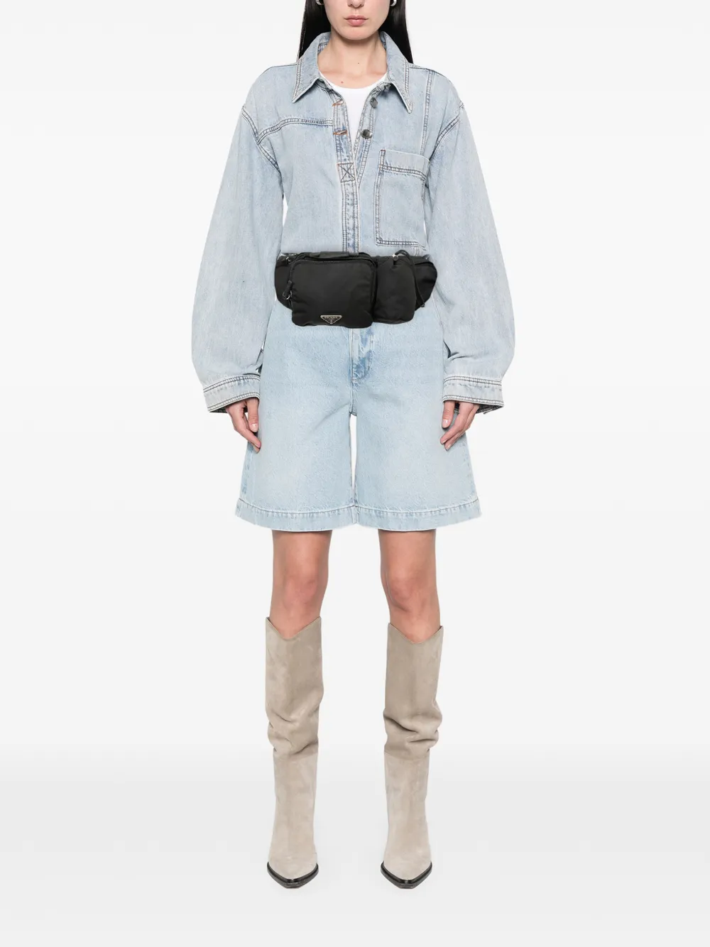 Prada Pre-Owned 2013-2026 Tessuto heuptas met meerdere zakken Zwart