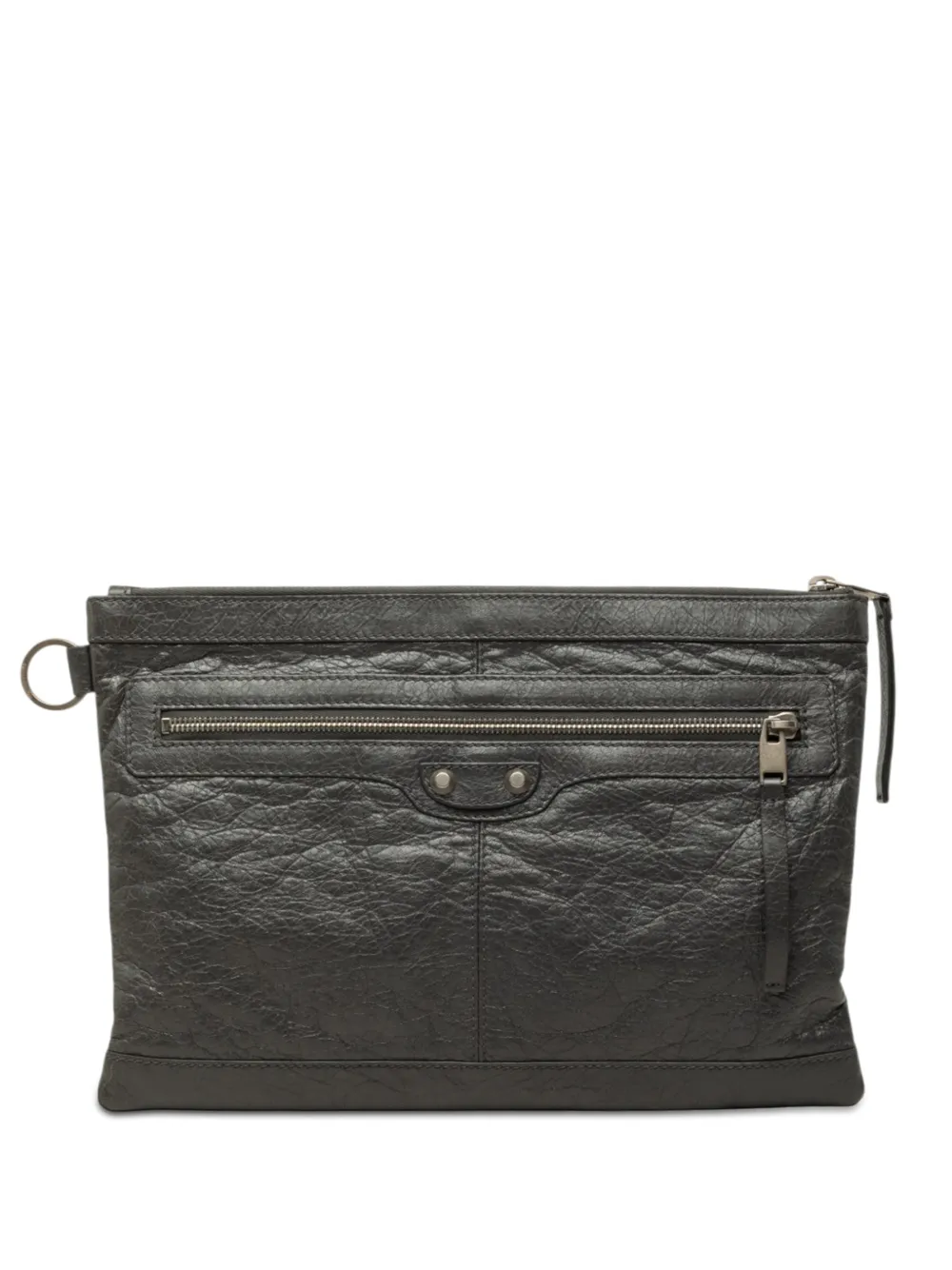 Balenciaga Pre-Owned 2015 Lambskin Motocross Classic Clip M clutch bag - Grigio