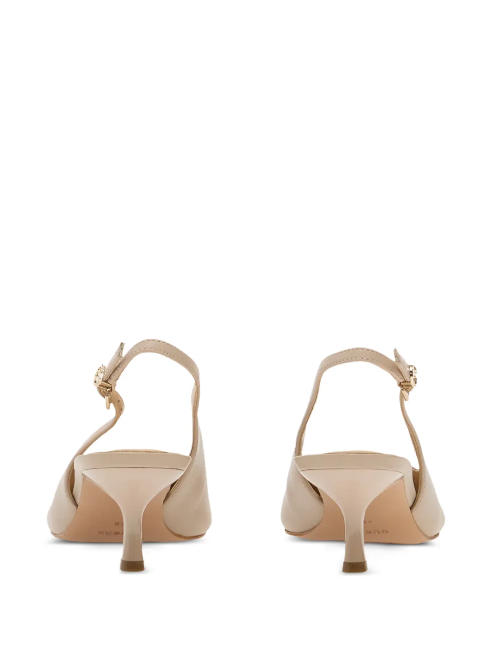 GUESS USA logo-plaque slingback heeled pumps Beige