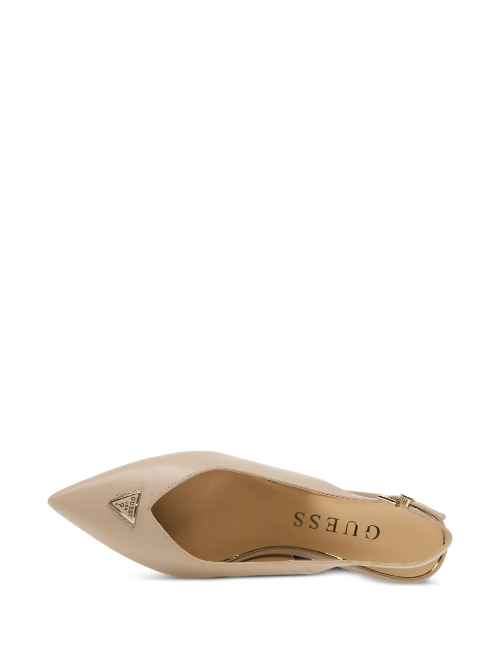 GUESS USA logo-plaque slingback heeled pumps Beige