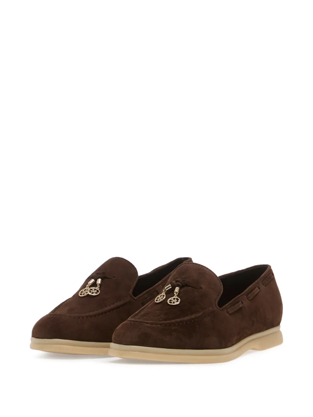 GUESS USA Aryanai logo-charm suede loafers Bruin