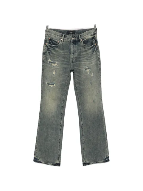 Purple Brand distressed paisley-patch bootcut jeans