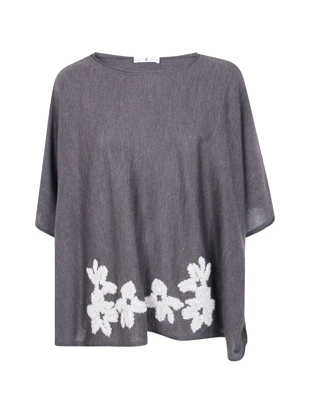 Why Ci floral-embroidered wool cape