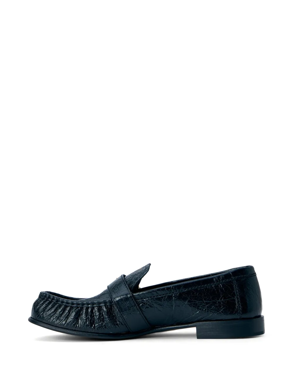 Miu buckle-detail textured-leather loafers Zwart