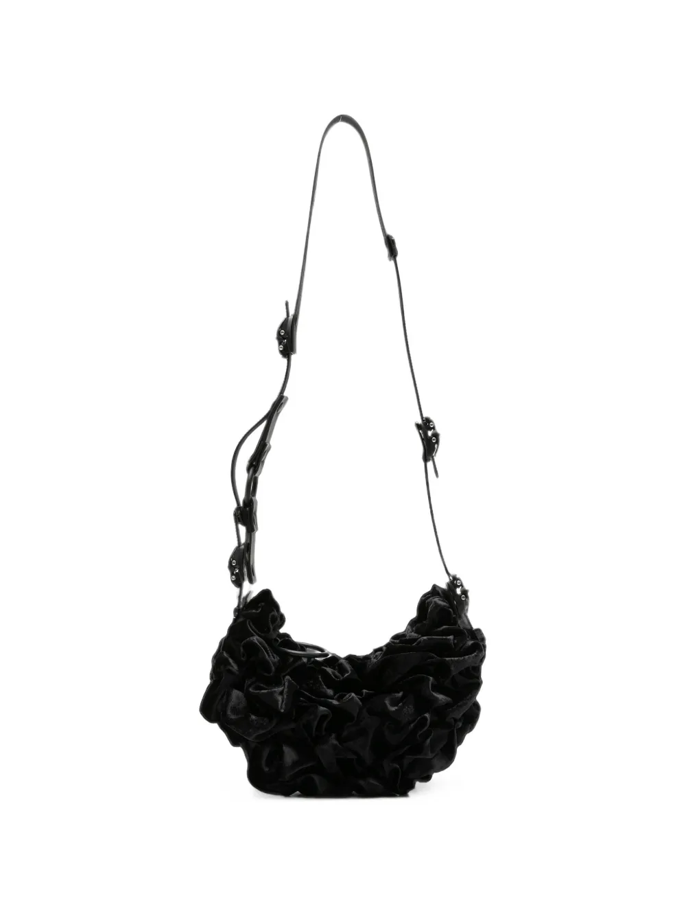 Innerraum ruffled velvet tote bag - Nero
