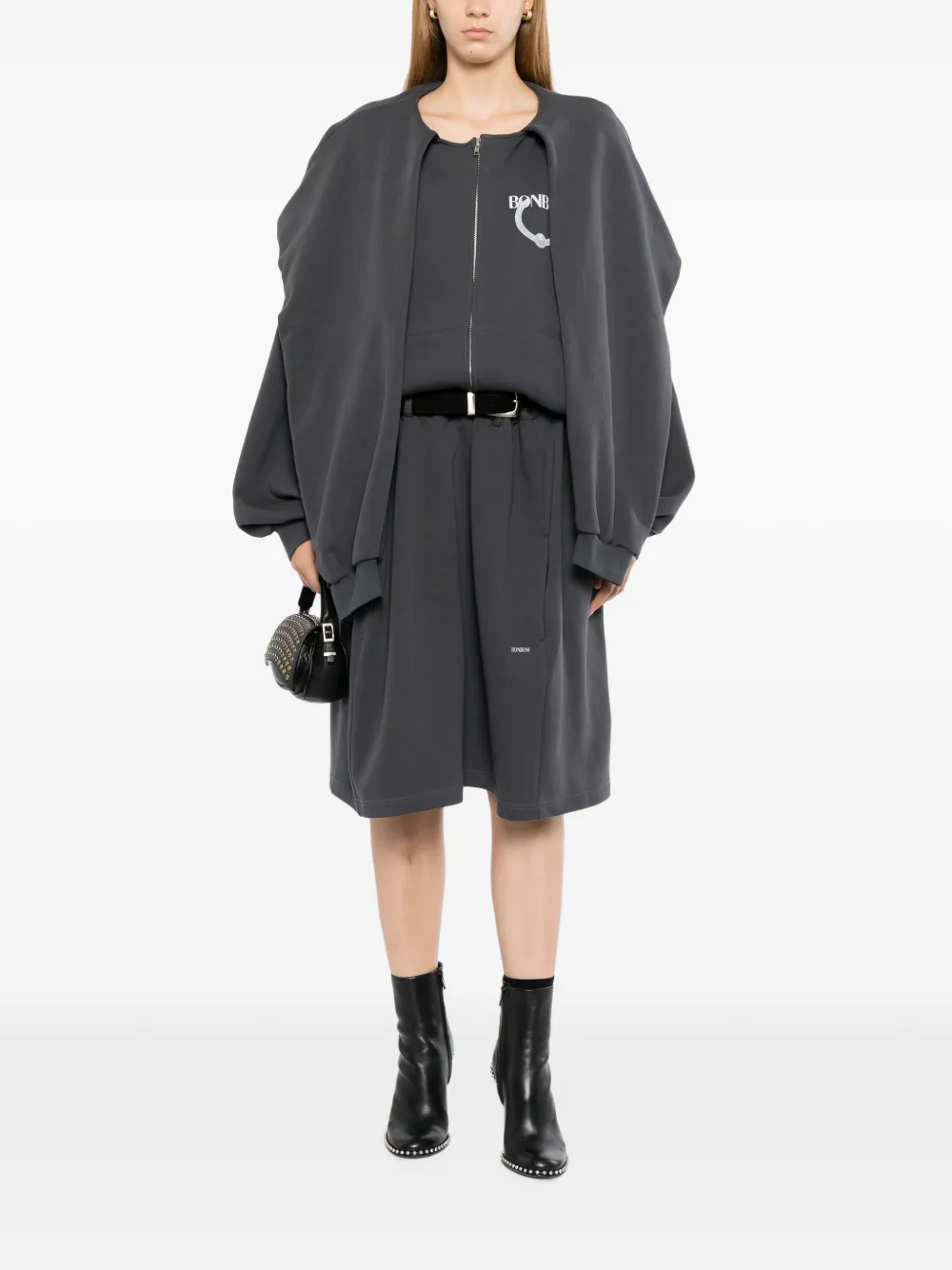 BONBOM Hoodie met rits en mouwen Grijs