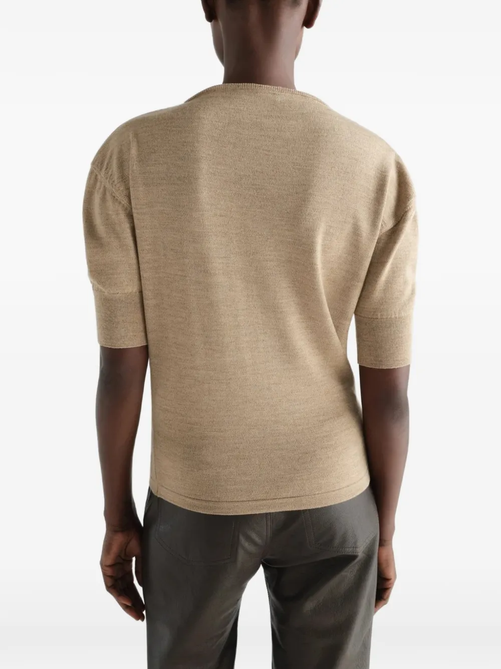 LEMAIRE Trui van merinowol met korte mouwen Beige