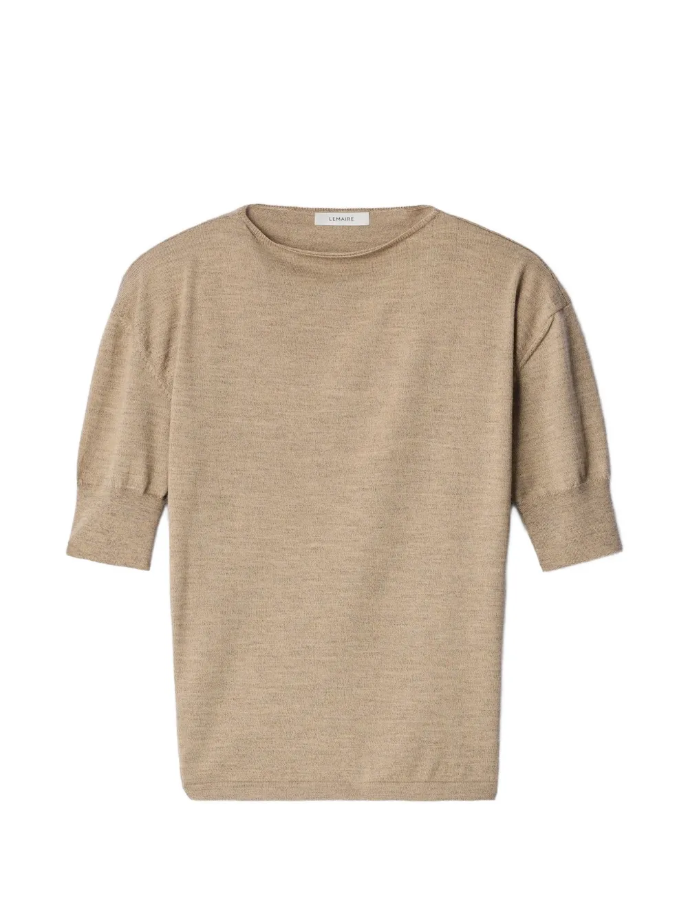 Lemaire Short-sleeve Sweater In Fine Merino Wool In 뉴트럴