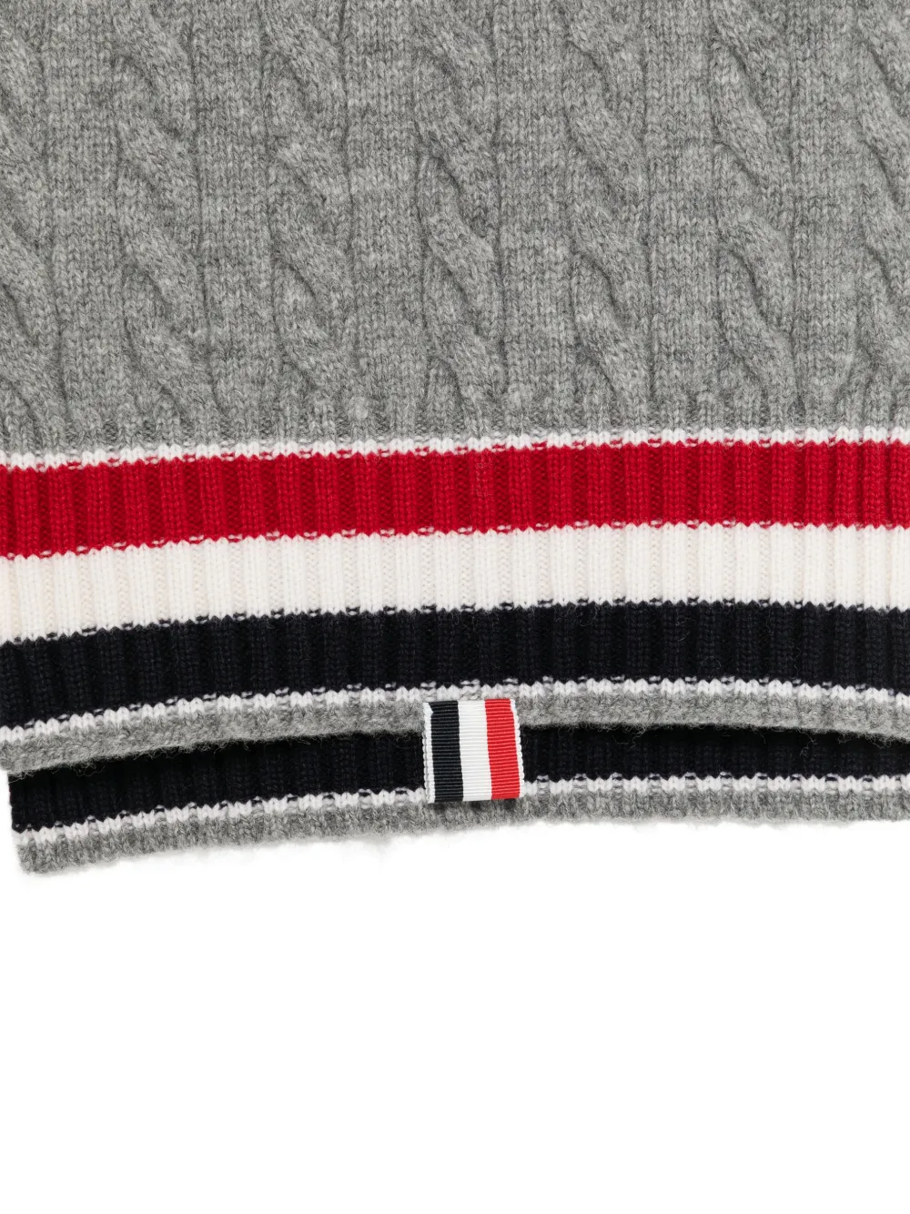 Thom Browne Kabelgebreide sjaal van scheerwol Grijs