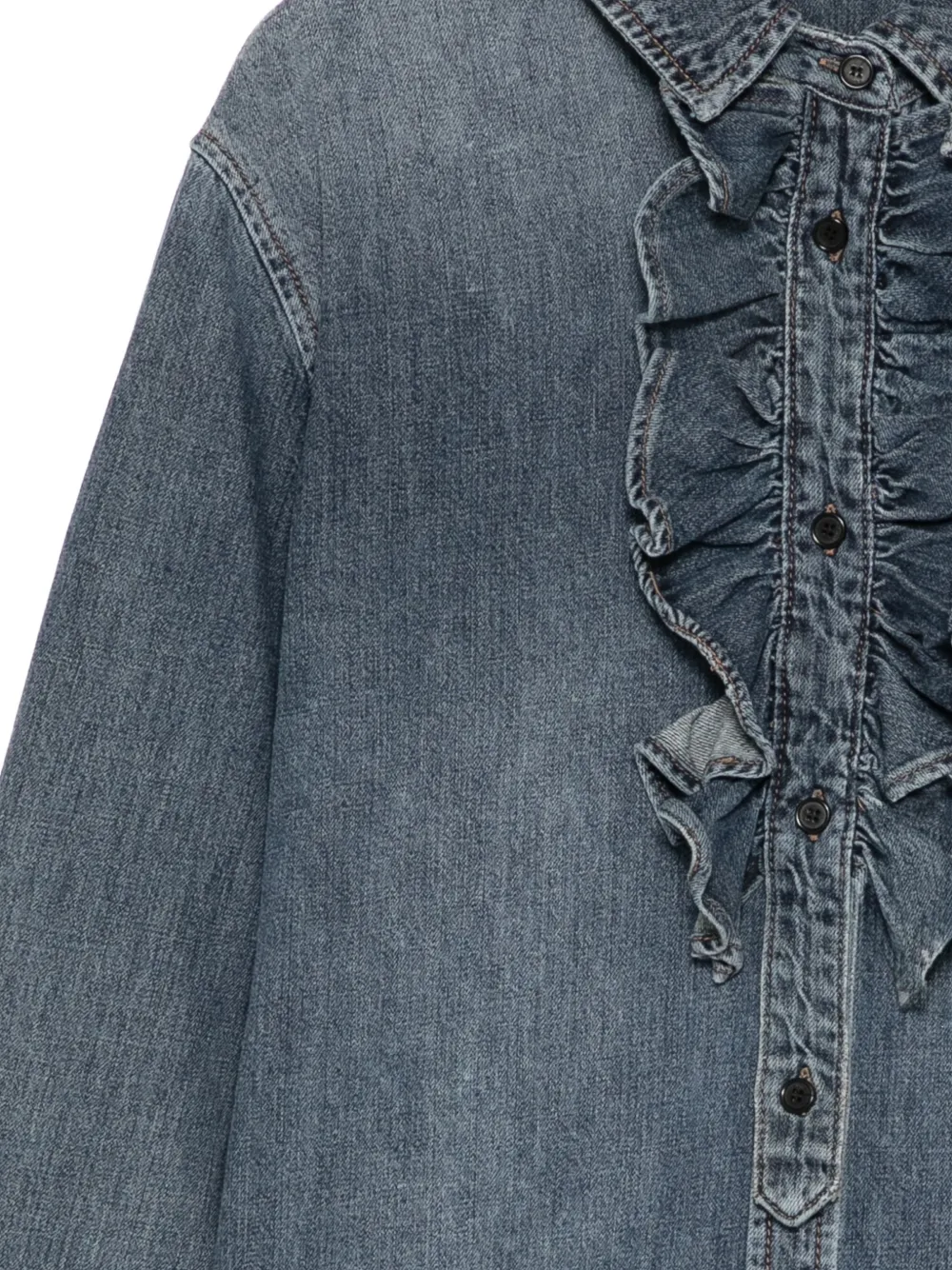 Juun.J Spijkershirt met ruches Blauw