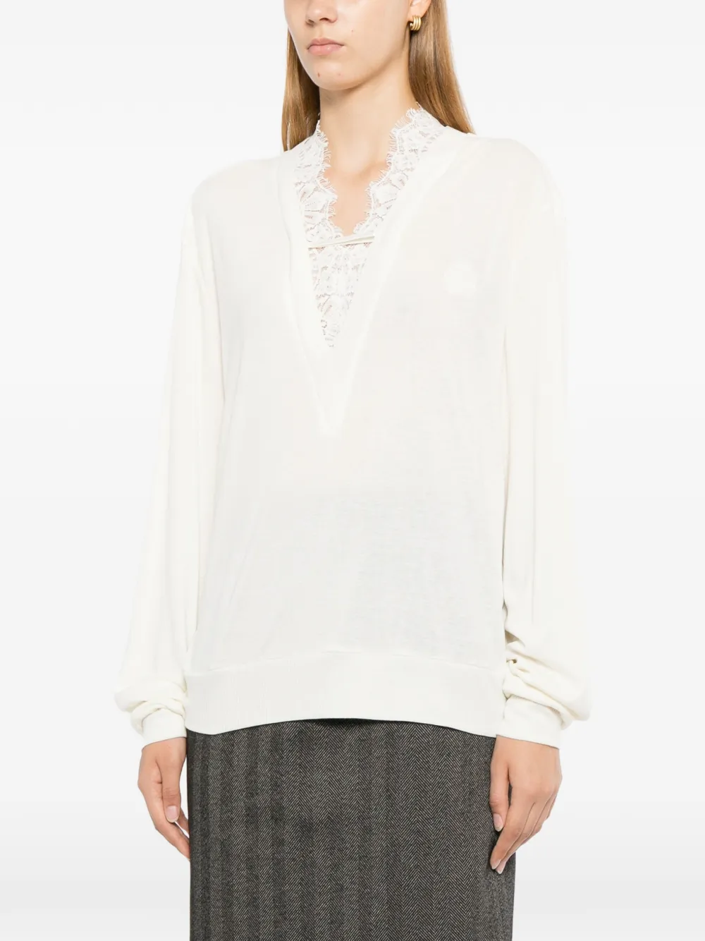 BONBOM T-shirt met kant Beige