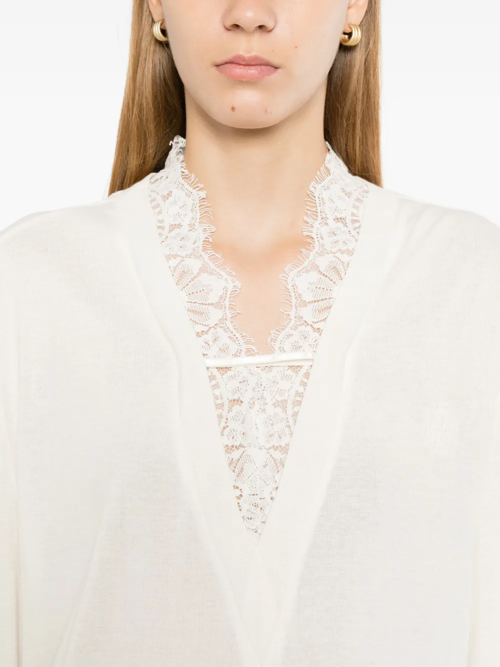 BONBOM T-shirt met kant Beige