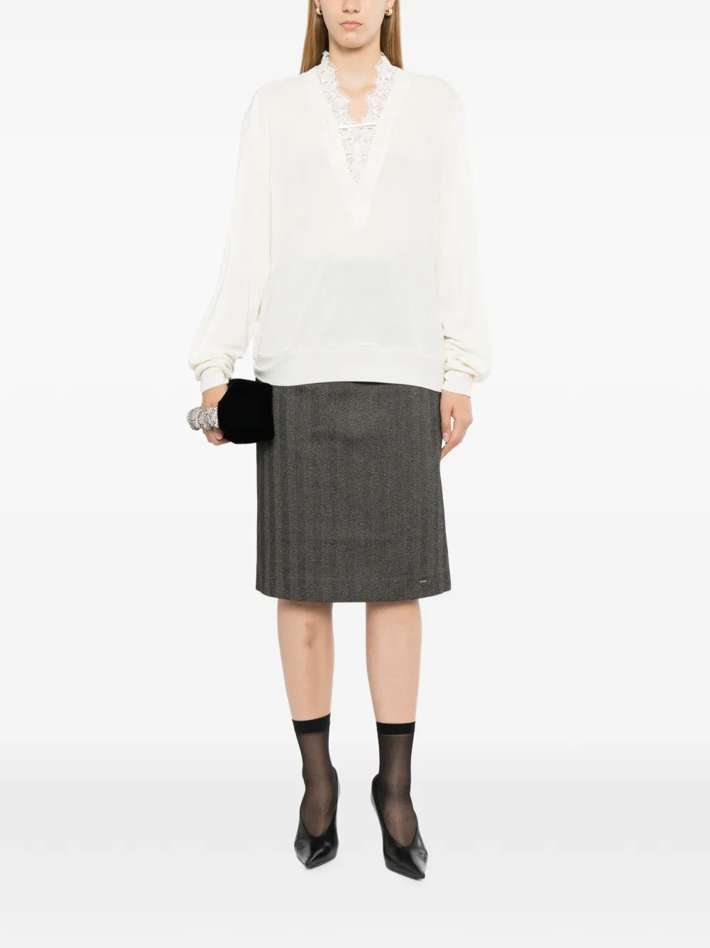 BONBOM T-shirt met kant Beige