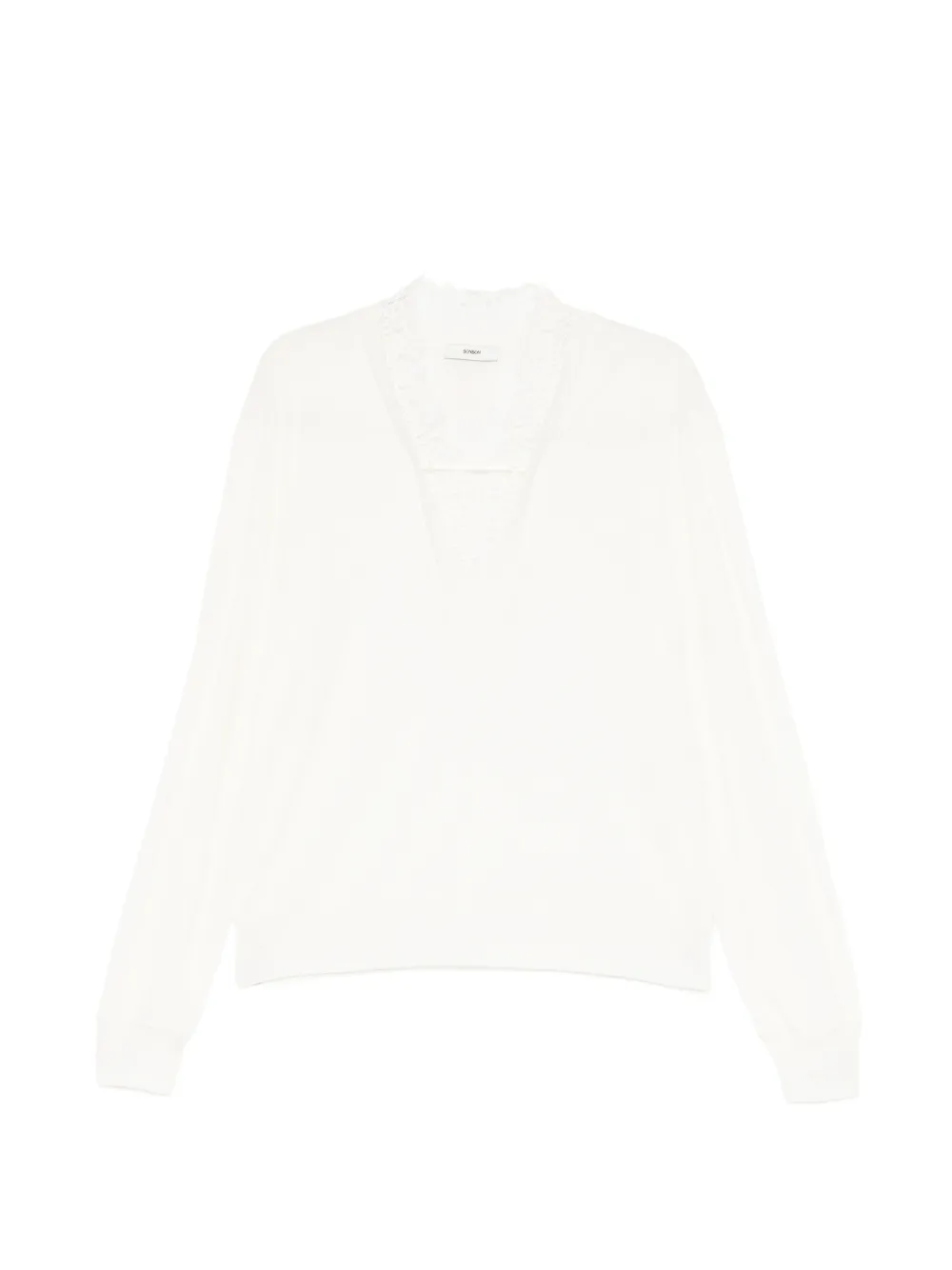 BONBOM lace-trim V-neck T-shirt