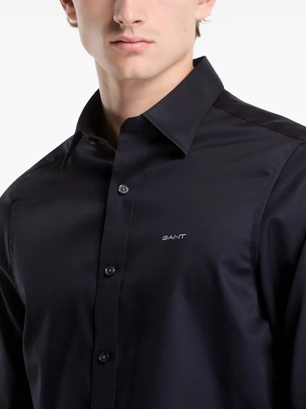 Gant Overhemd met geborduurd logo Zwart