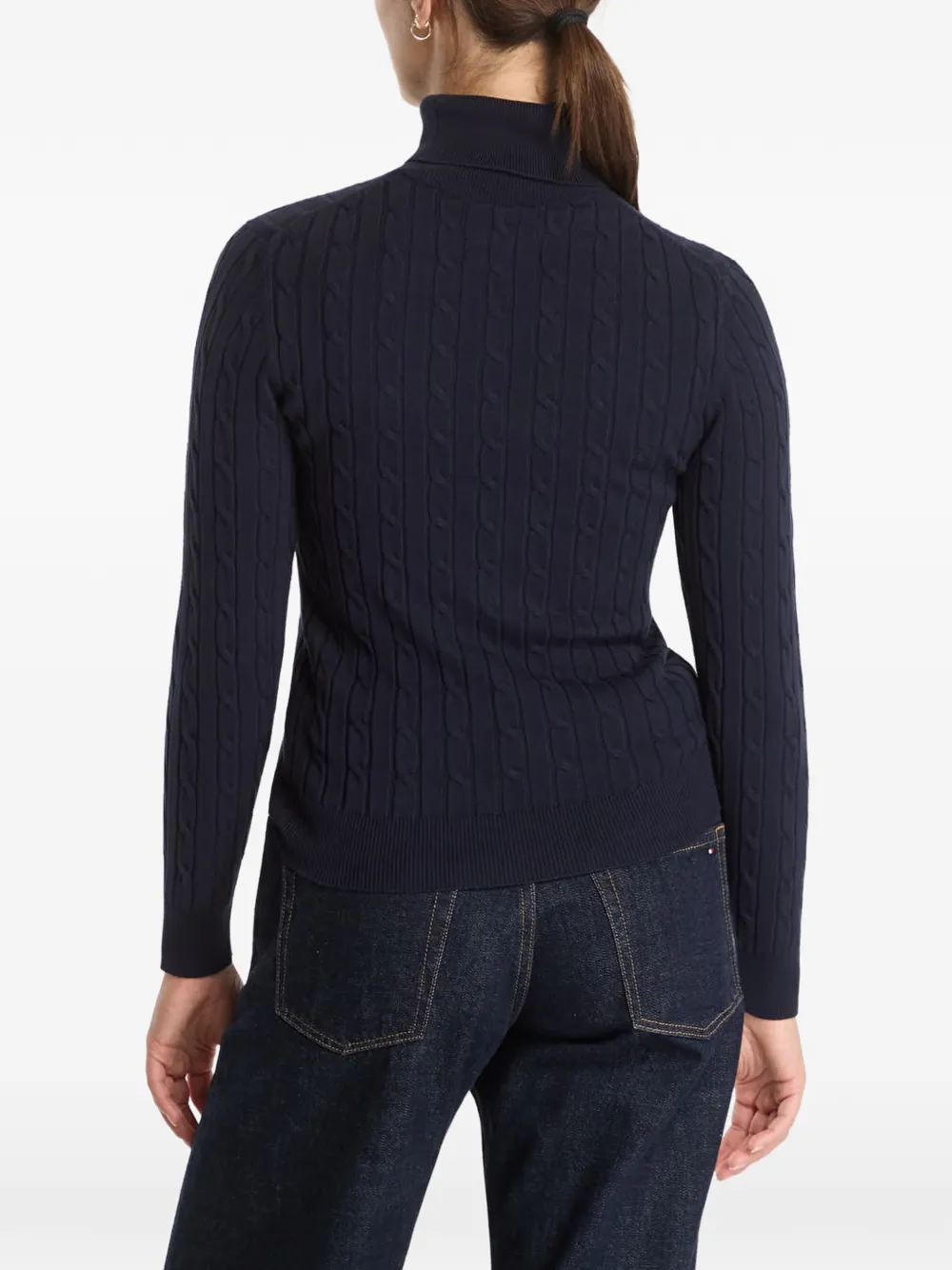 Gant cable-knit roll-neck sweater Blauw
