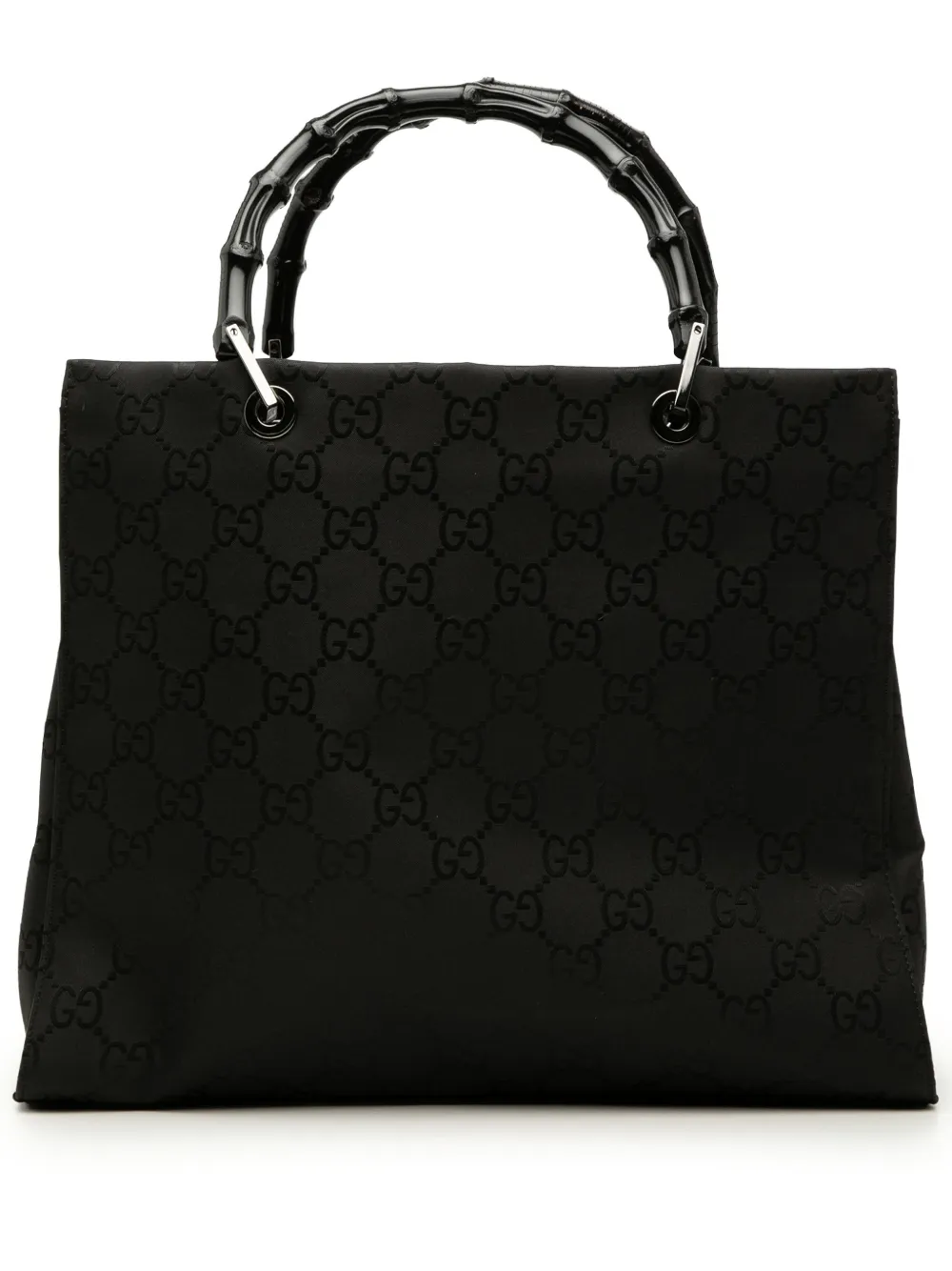 Gucci Pre-Owned Borsa a mano in nylon GG con manici in bambù 2000-2015 - Nero