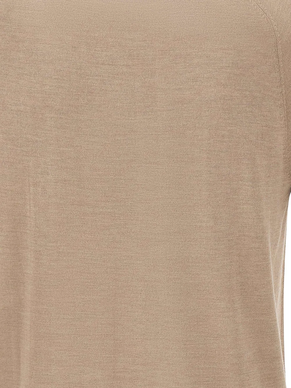 Kangra Fijngebreid T-shirt met korte mouwen en zadelschouders Beige