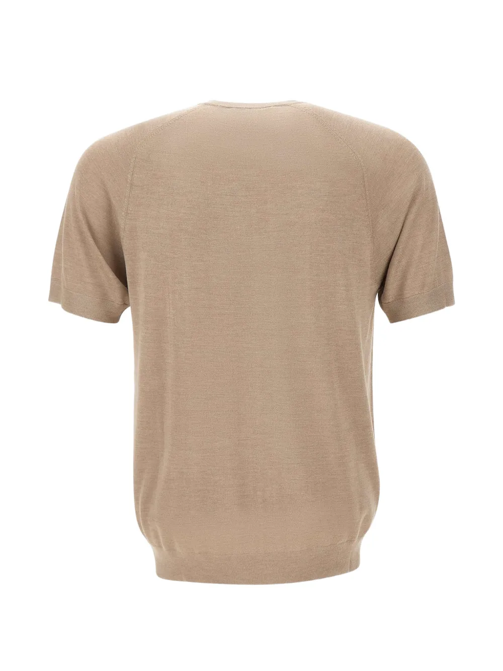 Kangra Fijngebreid T-shirt met korte mouwen en zadelschouders Beige