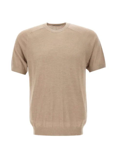 Kangra short-sleeve saddle-shoulder fine-knit T-shirt