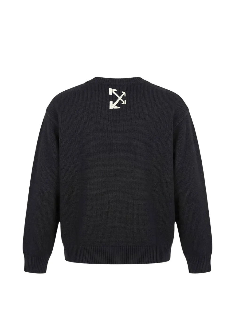 Off-White logo-patch knit crew sweater Zwart
